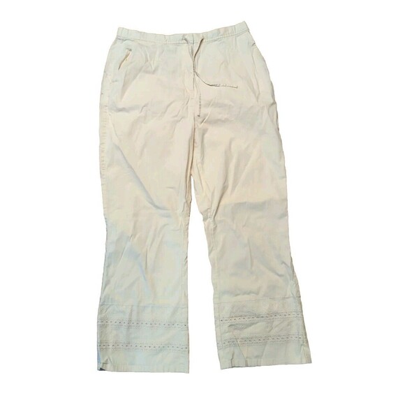 J Jill Pants Womens 12 Yellow Cotton Lycra Stretch Eyelet Detail Drawstring - Picture 1 of 9